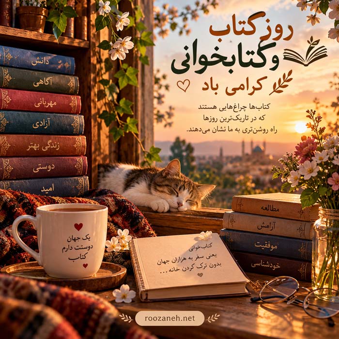 عکس نوشته تبریک روز کتاب و کتابخوانی ( ۲۰ عکس زیبا مخصوص افراد کتابباز ) 6 عکس نوشته تبریک روز کتاب