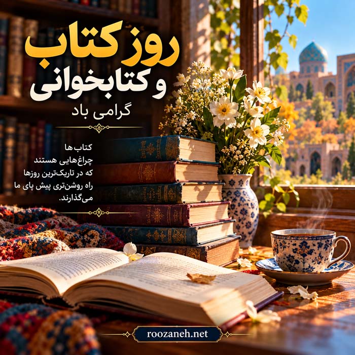 عکس نوشته تبریک روز کتاب و کتابخوانی ( ۲۰ عکس زیبا مخصوص افراد کتابباز ) 11 عکس نوشته تبریک روز کتاب