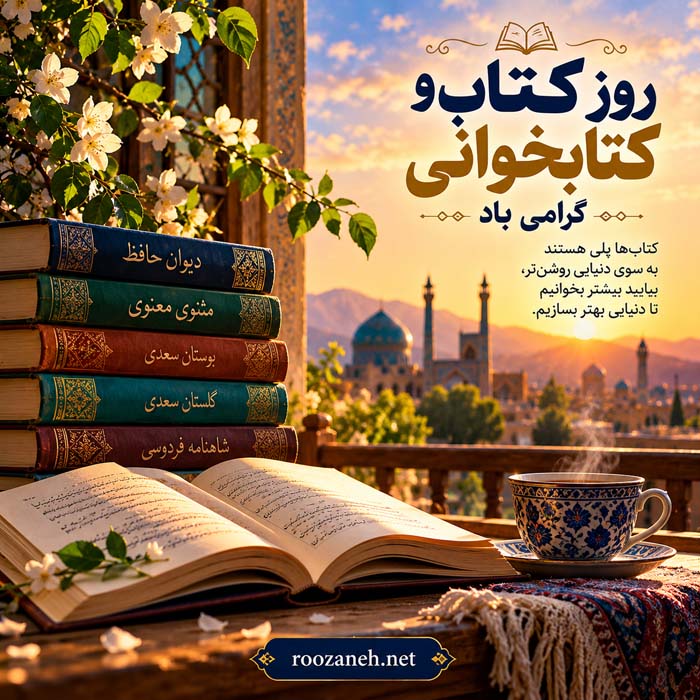 عکس نوشته تبریک روز کتاب و کتابخوانی ( ۲۰ عکس زیبا مخصوص افراد کتابباز ) 19 عکس نوشته تبریک روز کتاب