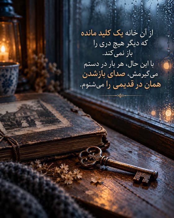 دلنوشته برای خانه کودکی؛ دلتنگی برای جایی که دیگر شبیه گذشته نیست 8 کلید قدیمی کنار آلبوم و پنجره بارانی؛ یاد خانه کودکی