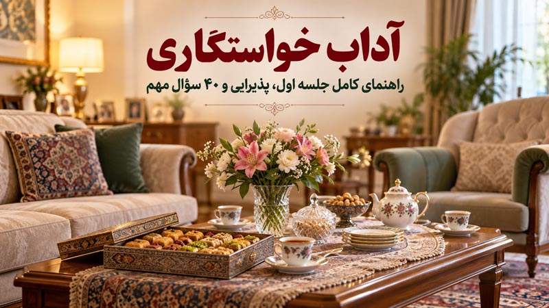 آداب خواستگاری؛ راهنمای کامل جلسه اول، پذیرایی و ۴۰ سؤال مهم 1 کاور راهنمای آداب خواستگاری؛ جلسه اول و شناخت پیش از ازدواج