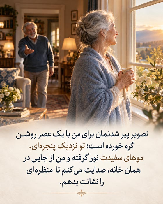 متن عاشقانه درباره پیر شدن کنار هم؛ وقتی حتی موهای سفیدت را هم دوست خواهم داشت 8 دلنوشته عاشقانه درباره سپری کردن سالهای عمر کنار محبوب