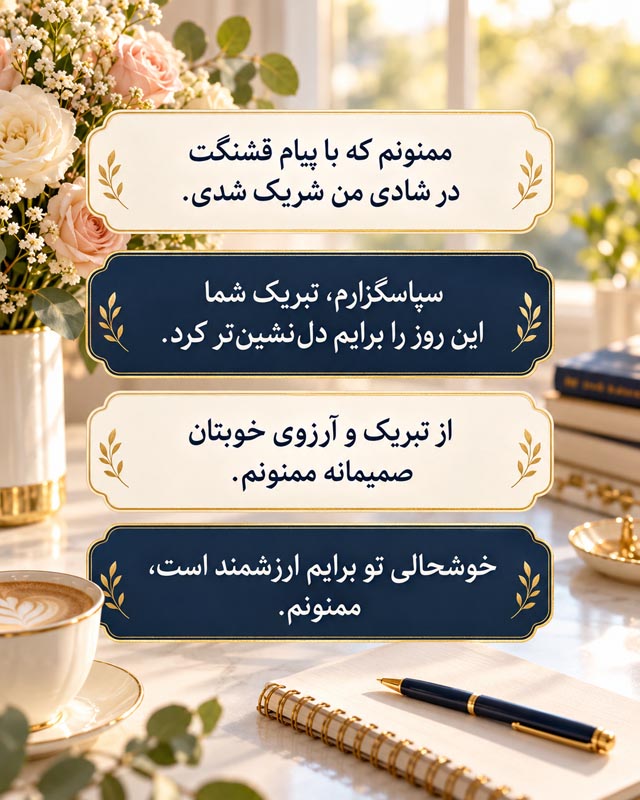 در جواب تبریک موفقیت چه بگوییم؟ ۱۶۰ پاسخ رسمی و صمیمانه 5 عکسنوشته تشکر جمعی از تمام کسانی که موفقیت را تبریک گفتهاند