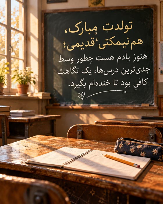 متن تبریک تولد دوست قدیمی بعد از سالها بیخبری؛ جملات نوستالژیک و احساسی 5 پیام تبریک تولد رفیق دوران کودکی و یادآوری خاطرات مشترک
