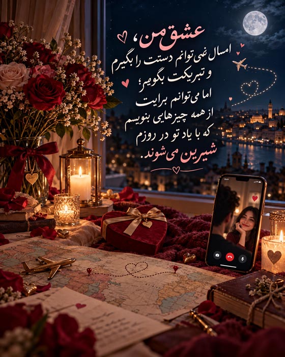 عکس‌نوشته تولدت مبارک عاشقانه برای عشق و همسر دور از وطن