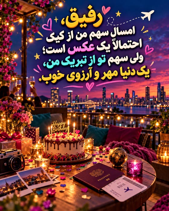 تبریک اولین تولد پس از مهاجرت در کشور جدید با آرزوی خاطرات شیرین