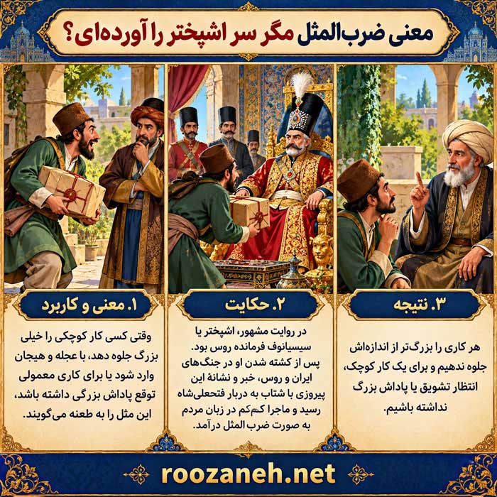 معنی ضرب المثل مگر سر اشپختر را آوردهای + داستان و ریشه تاریخی 2 ریشه و داستان